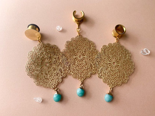 18k Gold Filigree With Blue Jade Dangles