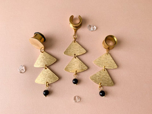 2-Tier Brushed Brass Earrings