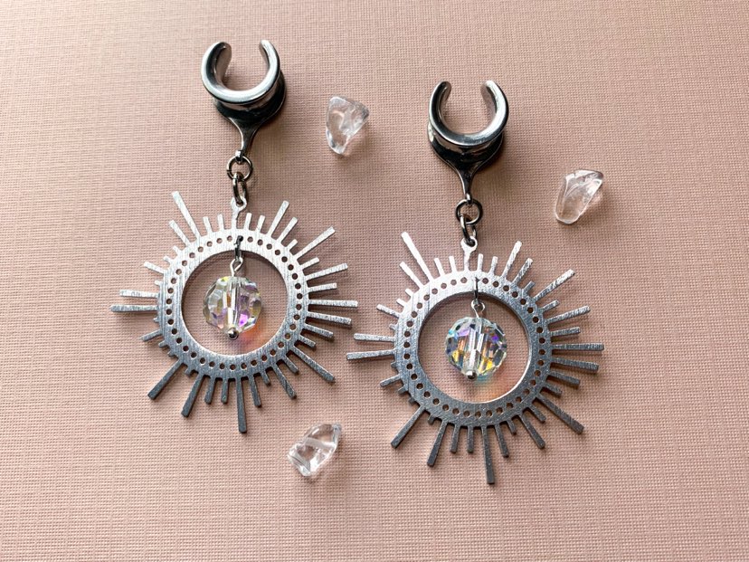 Silver Brushed Bejeweled Suns