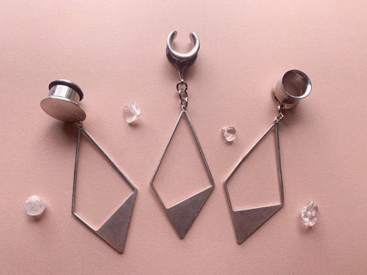 Antique Silver Rhombus Dangles