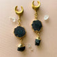 Black Agate and Tourmaline Dangles