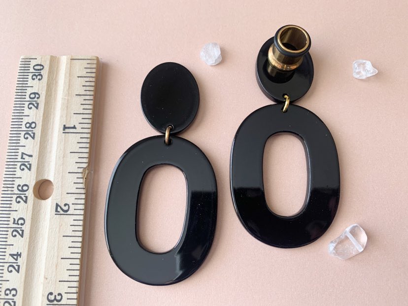 Black Oval Acetate Hoops