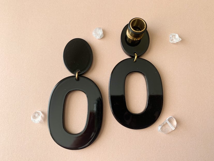 Black Oval Acetate Hoops