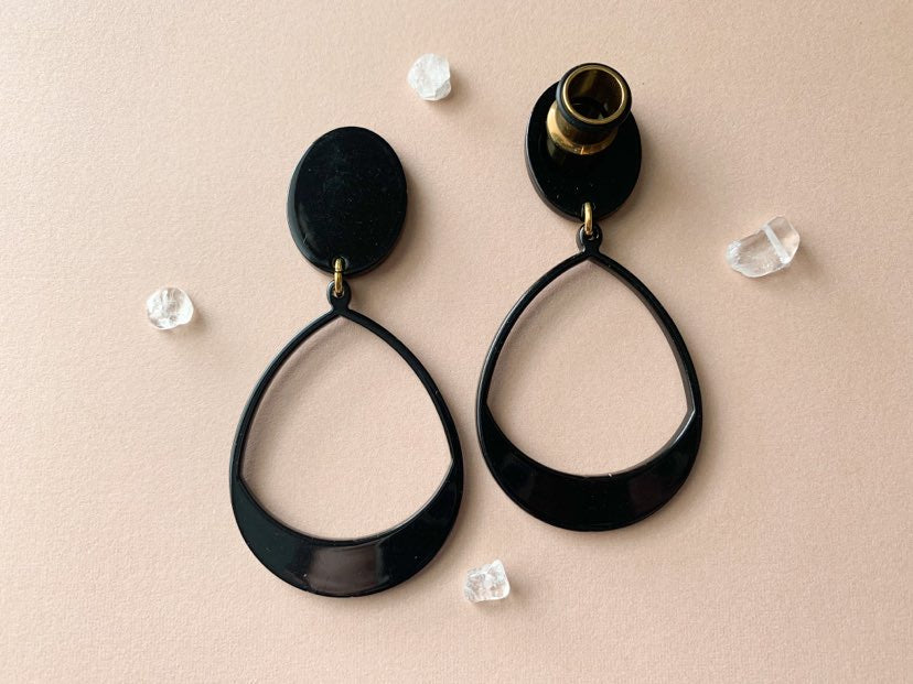 Black Tear Acetate Hoops