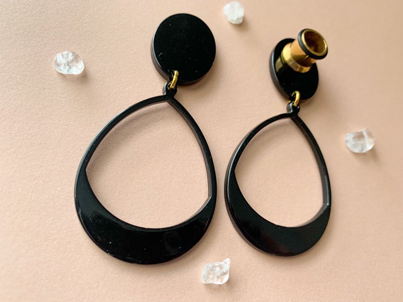 Black Tear Acetate Hoops