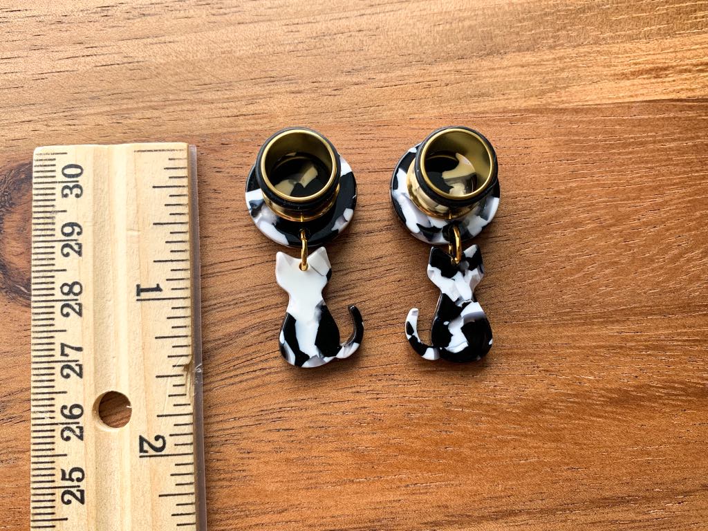 Black & White Cat Earrings