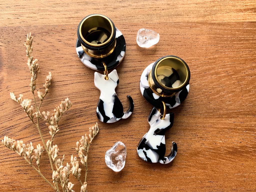 Black & White Cat Earrings