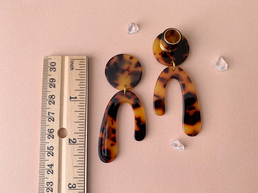 Brown & Black Tortoiseshell U-Shaped Earrings