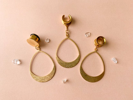 Brushed Gold Tear Hoops