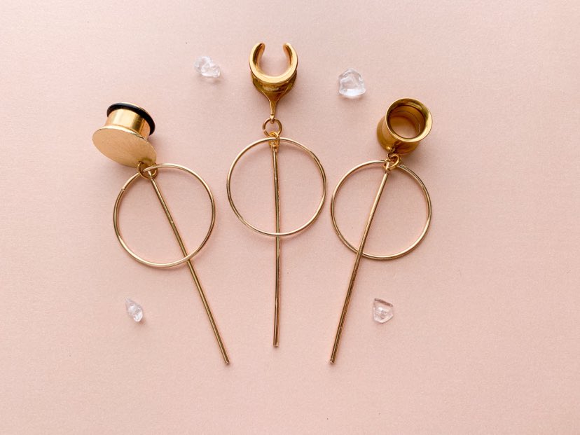 Gold Hoops With Bar Dangle