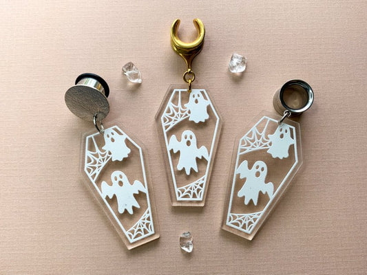 Clear Coffin Ghost Dangles