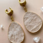 Clear Quartz Slice Earrings With Gold Trim