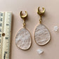 Clear Quartz Slice Earrings With Gold Trim