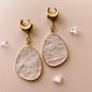 Clear Quartz Slice Earrings With Gold Trim