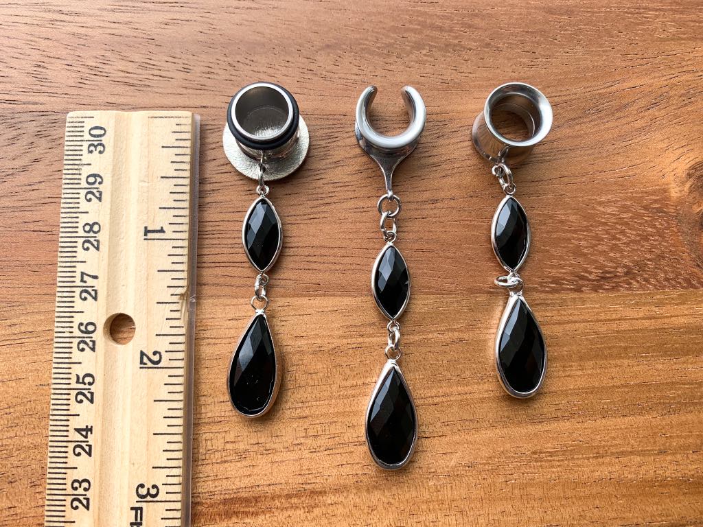 Elegant Silver & Black Glass Drops