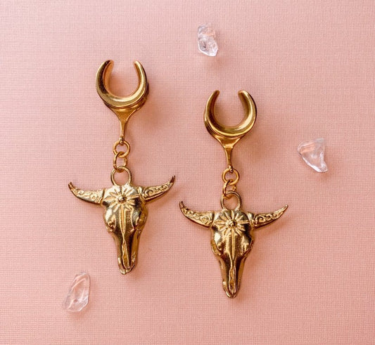 Gold Brass Longhorn Dangles