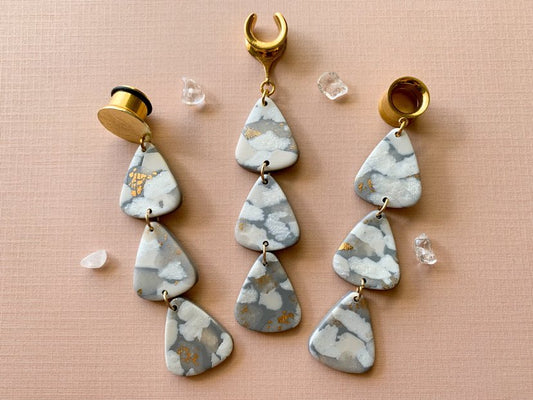 Gold Flake Slate Polymer Dangles