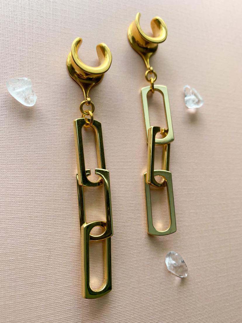 Gold Square Chain-Link Dangles