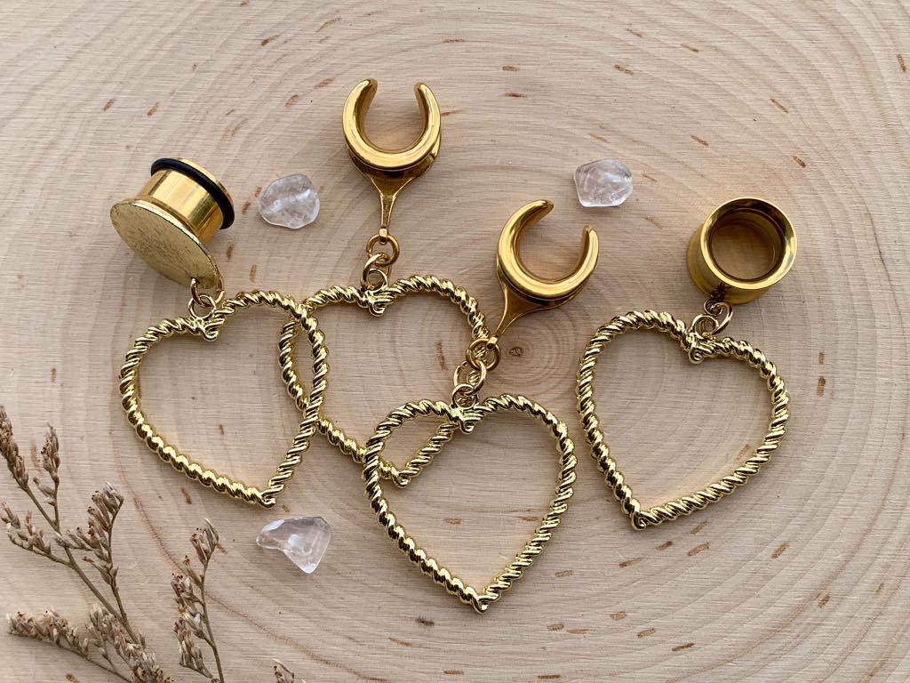 Gold Zinc Rope Hearts