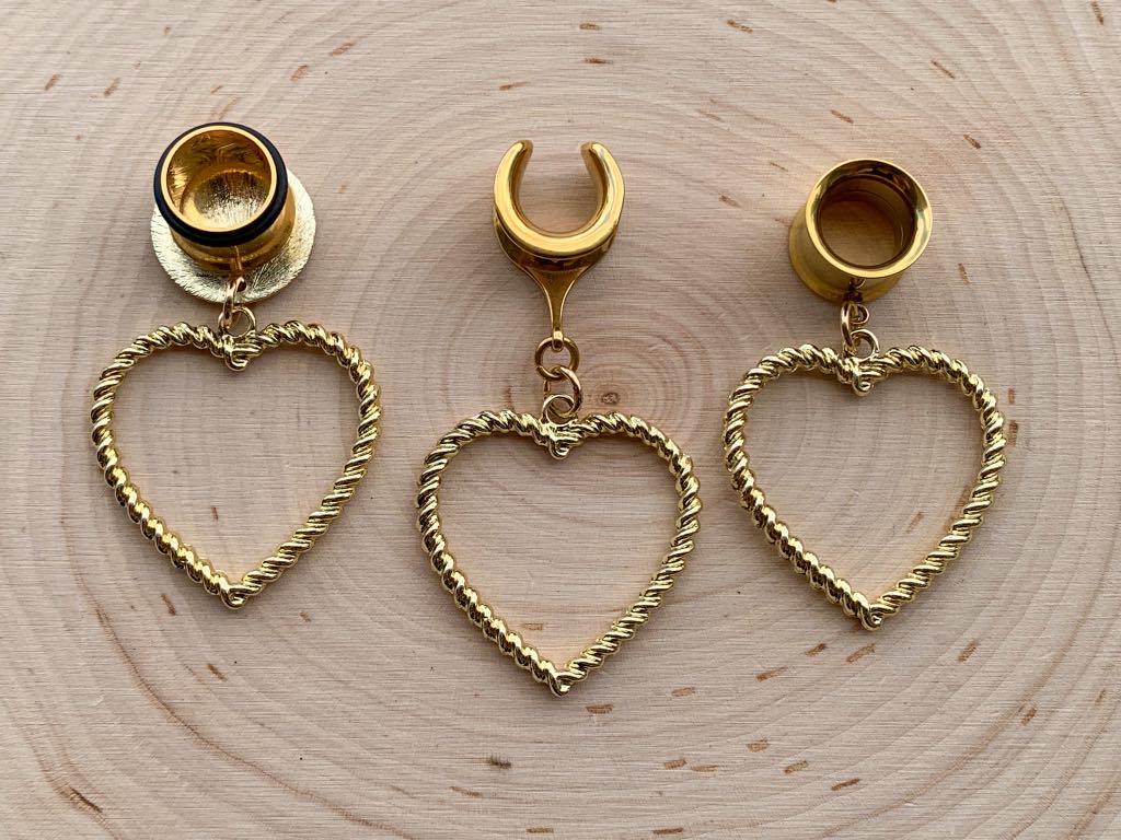 Gold Zinc Rope Hearts