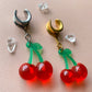 Gold or Silver Red Cherry Dangles