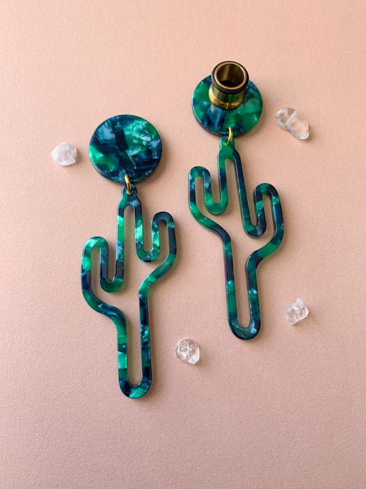 Green Acetate Cactus-Shaped Dangles