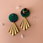 Green Acetate Disc With Gold Fan Dangle