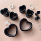 Heart-Shaped Black Acrylic Plugs