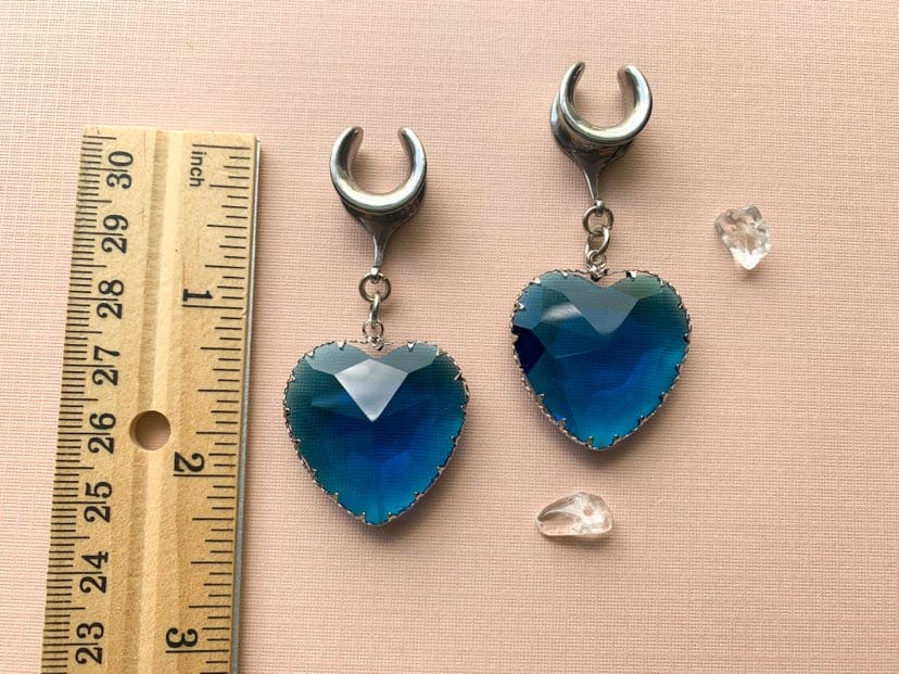 Large Blue Glass Hearts