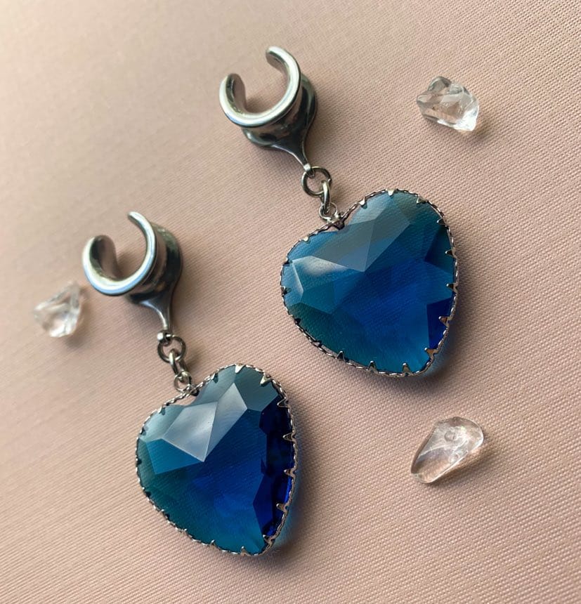 Large Blue Glass Hearts