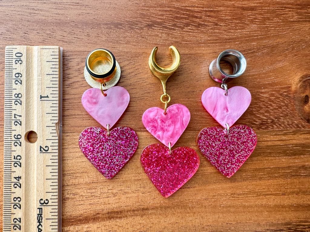 Hot Pink Glitter Hearts