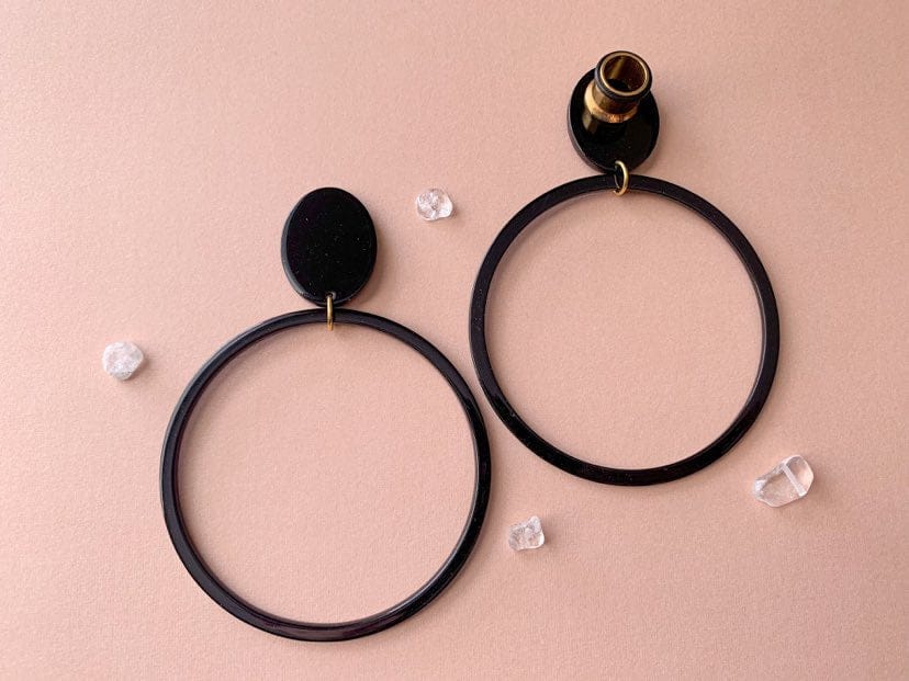 Large Black Acetate Hoops