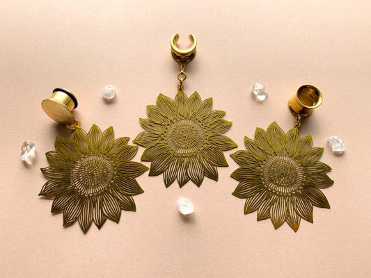 Large Gold Sunflower Dangles