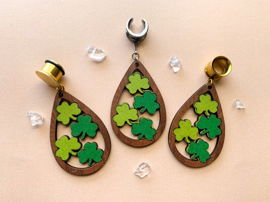 Silver Or Gold Shamrock St Patrick's Tear Hoops