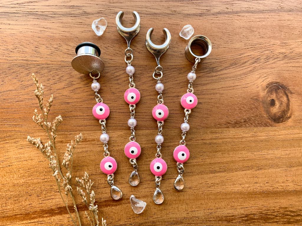 Pink Evil Eyes & Faux Pearls