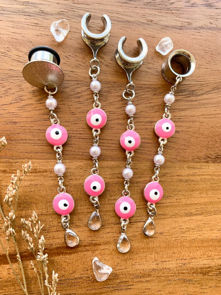 Pink Evil Eyes & Faux Pearls