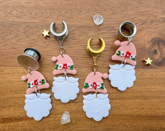 Pink & White Polymer Santas