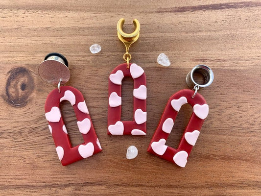 Red and Light Pink Heart Earrings