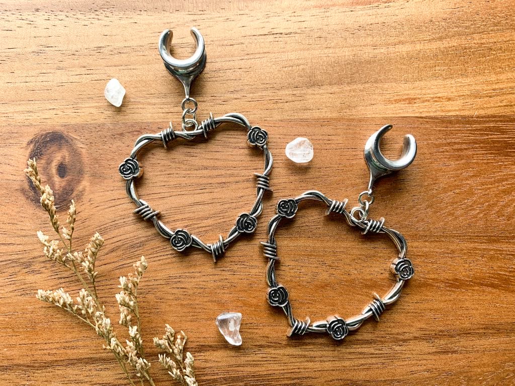 Silver Barbed Heart Earrings