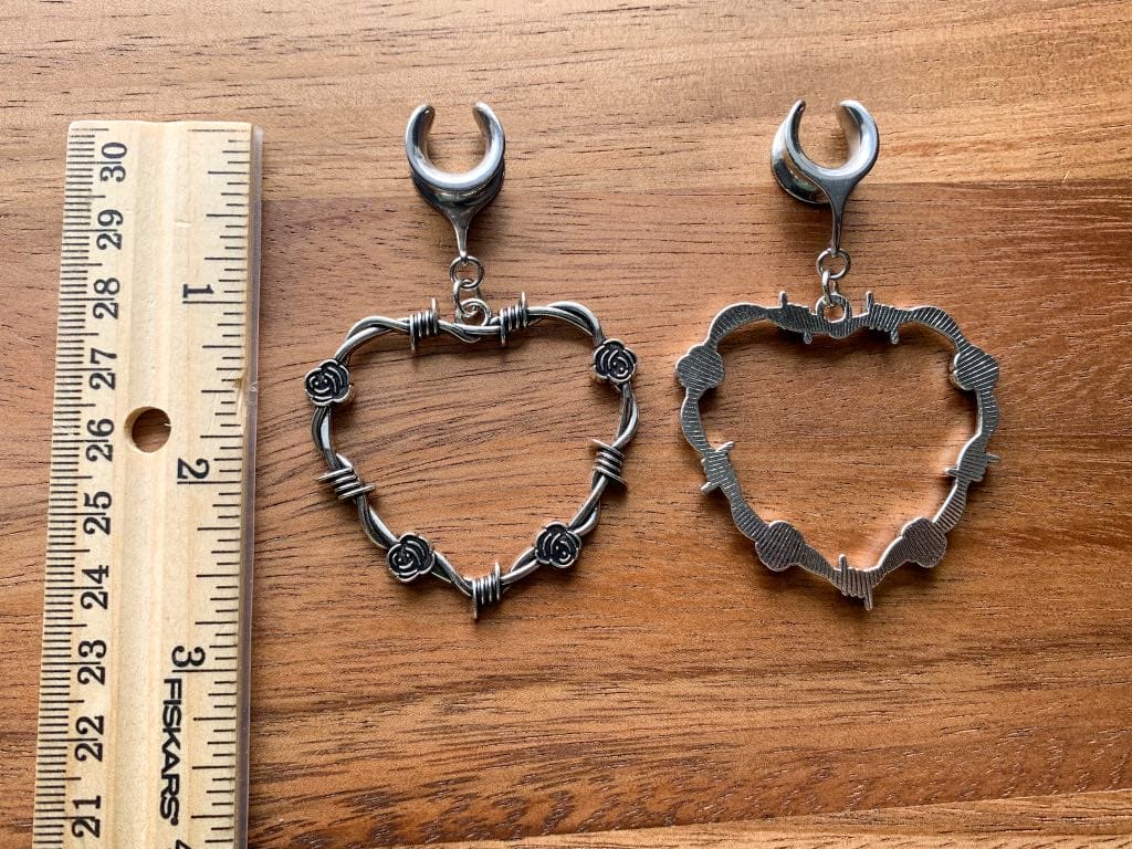 Silver Barbed Heart Earrings