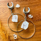 Silver Hoops w/ Faux Quartz