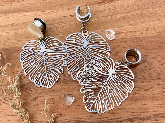 Silver Monstera Earrings