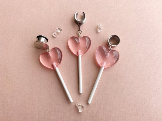 Silver & Pink Heart Lollipops