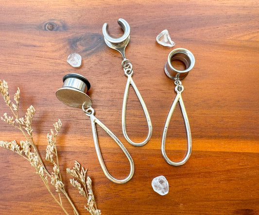 Silver Tear Drop Hoops