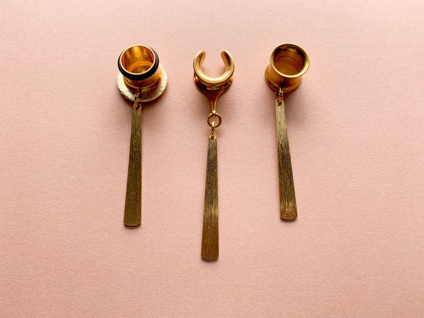 Single Tapered Gold Bar Dangles