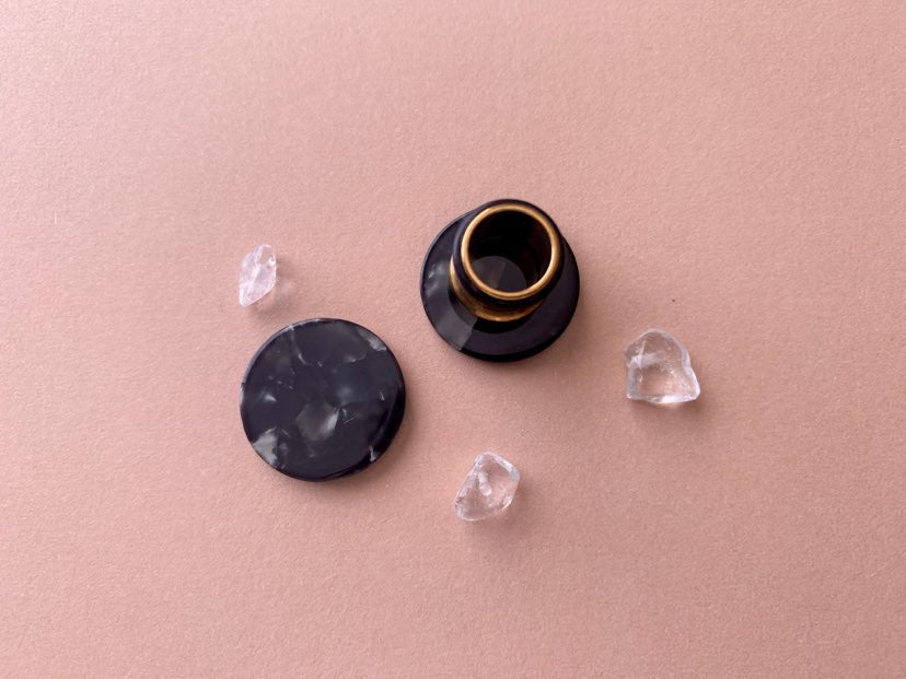 Small Black & Gray Marble Studs