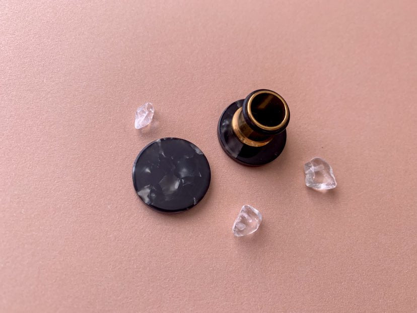 Small Black & Gray Marble Studs