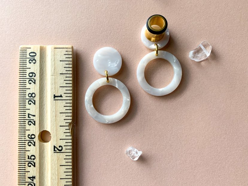 Small White Marbled Acetate Hoops