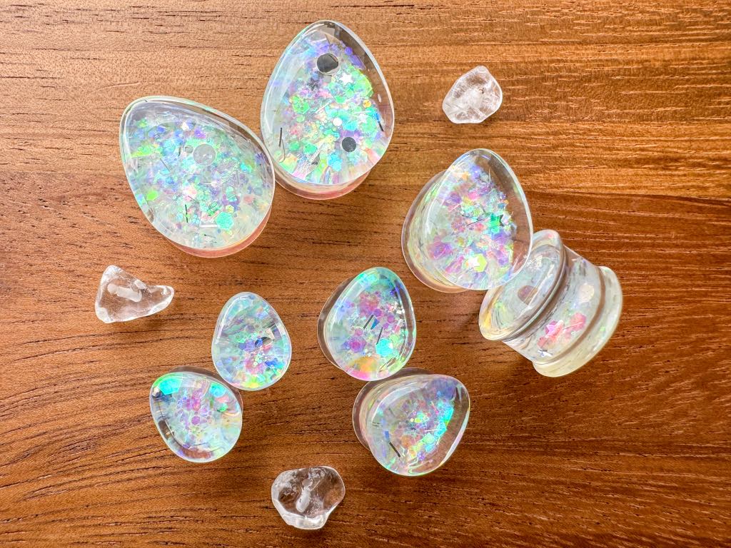 'Stardust Glow' Iridescent Oval Plugs