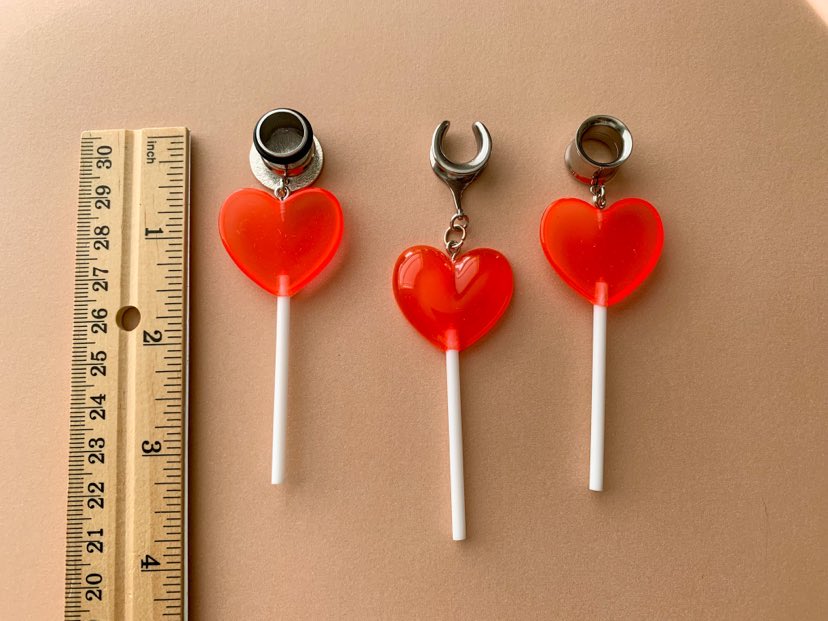 Silver & Red Heart Lollipops